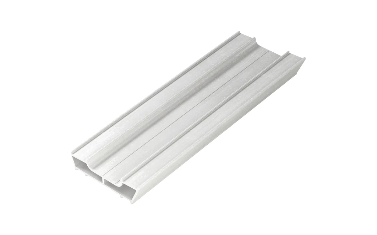 Custom pultruded fiberglass profile with ribs and a formed edge