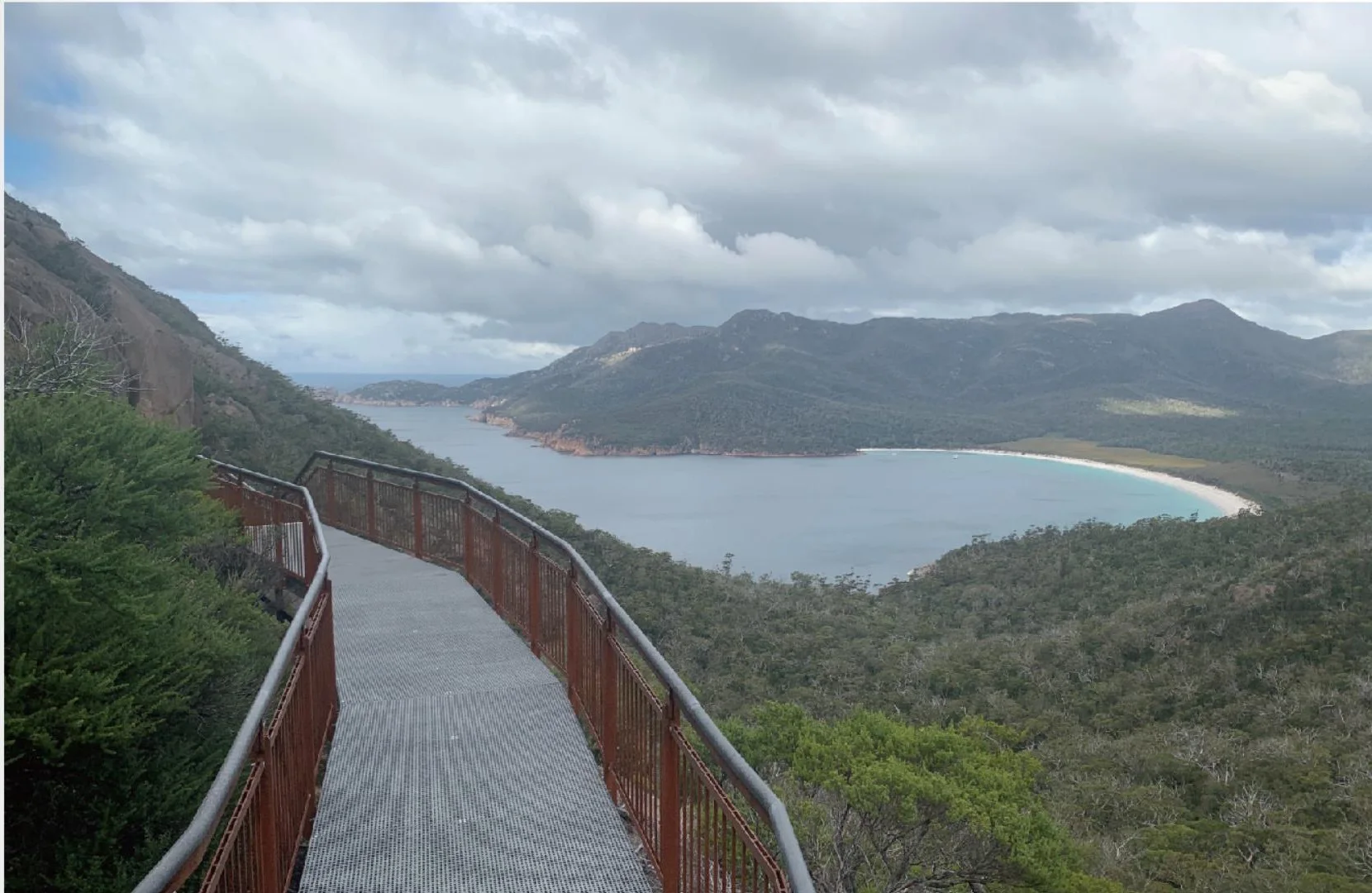 Molded FRP grating installed as a coastal observation walkway